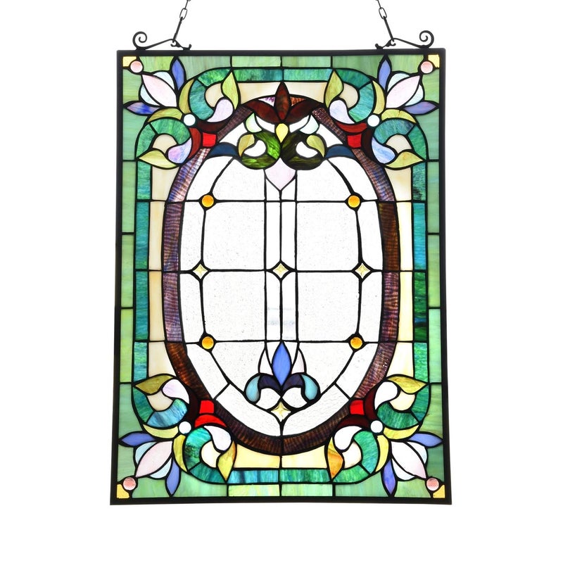 Capulina Dancing Style Stained Glass Window Hangings Panels 17" W x 22" H Fine Handicrafts Suncatcher Parents Gifts for Home Decor - Image 1